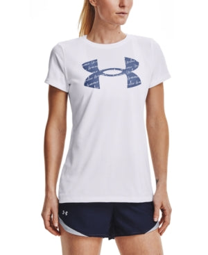 Under Armour Womens Logo Graphic Short Sleeve Crew Neck T-Shirt,White,Small