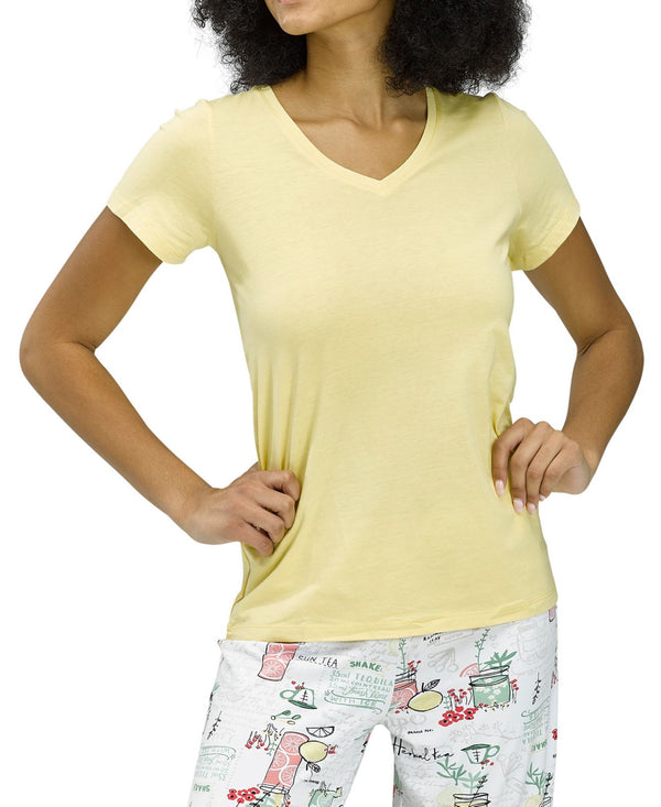 HUE Womens V Neck Pajama T-Shirt,Small