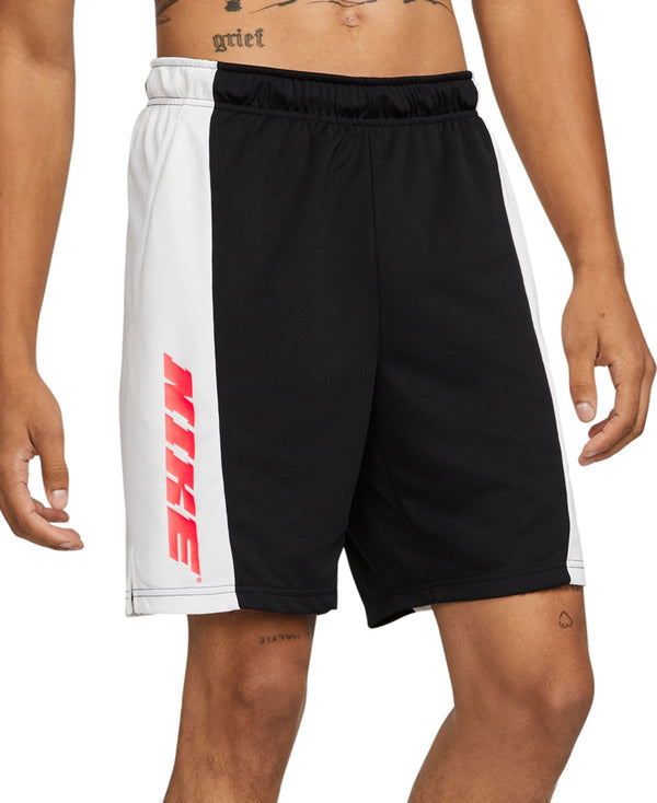 Nike Mens Dri-fit Colorblocked Training Shorts,White/Black/Red,Large