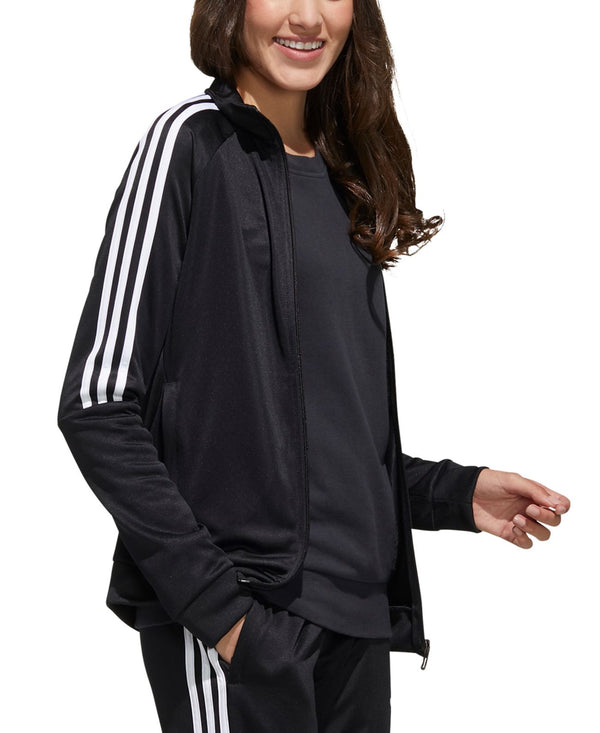 adidas Womens Striped Warm-Up Jacket,Black,Medium