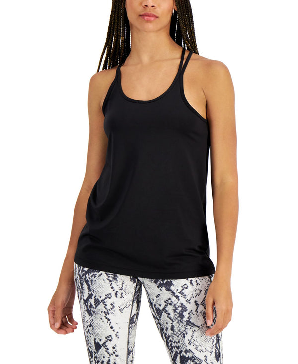 Ideology Womens Solid Strappy Tank Top,Noir,X-Small
