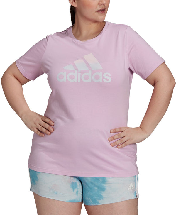 adidas Womens Plus Size Badge of Sport Logo T-Shirt,Clear Lilac,1X
