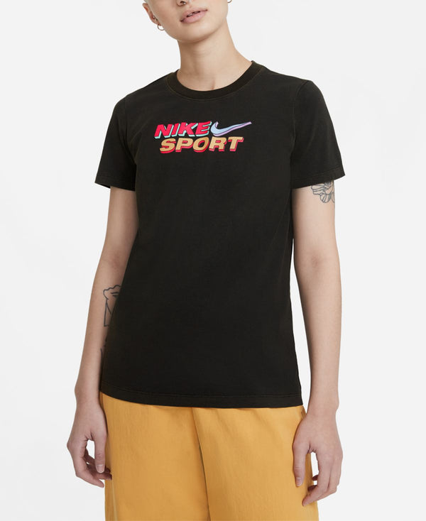 Nike Womens Sportswear Cotton Logo T-Shirt,Black,X-Small