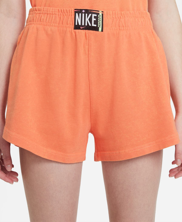 Nike Womens Sportswear Washed Shorts Atomic Orange/Black Medium