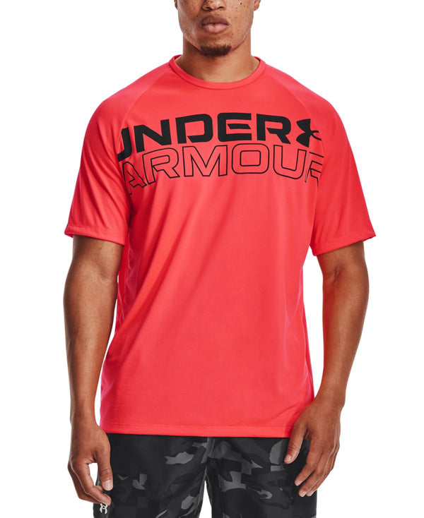 Under Armour Mens Tech 2.0 Wordmark T Shirt,Red/Black,X-Large