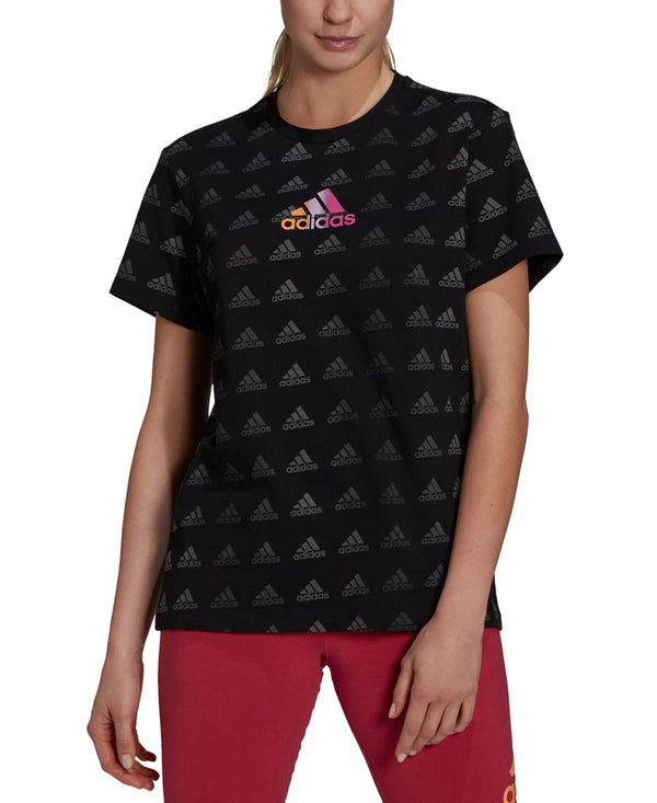 adidas Womens Cotton Essentials Boyfriend-Fit Gradient-Logo T-Shirt