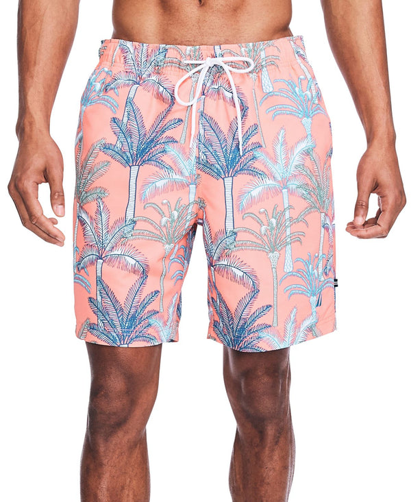 Nautica Mens Classic-Fit Quick-Dry Tropical Palm-Print Swim Trunks,Livngcoral,XX-Large