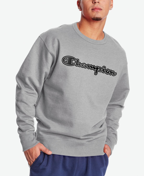 Champion Mens Logo Print Fleece Sweatshirt Oxford Gray XX-Large