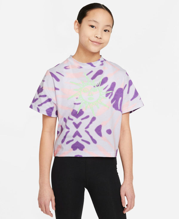 Nike Big Girls Sportswear Tie-Dyed T-Shirt,Medium