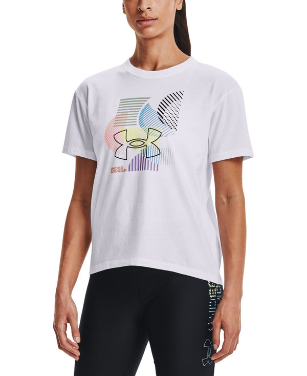 Under Armour Womens Geometric Graphic Tee,White/Black,X-Large