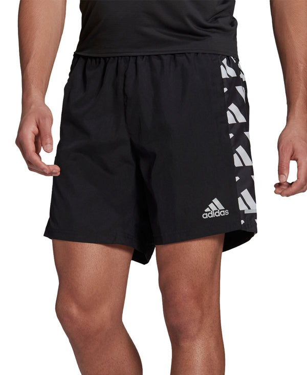 adidas Mens Shorts Athletic Moisture Wicking Logo Print,Black/White,X-Large