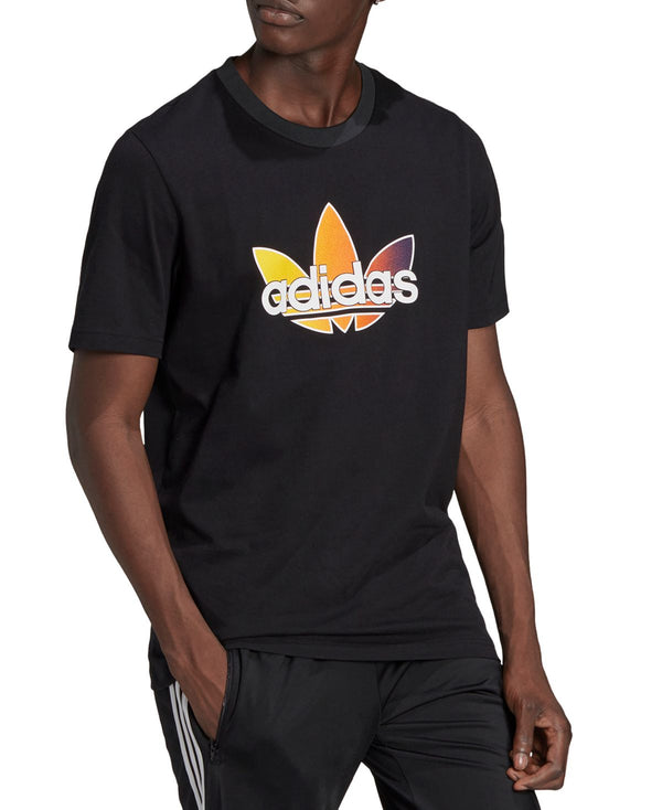 adidas Mens Ombre Sport Logo T-Shirt,Black Multi,Large