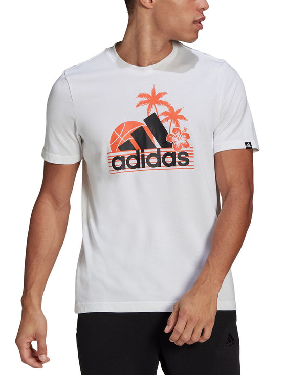 adidas Mens Aeroready Vacation Sunset Logo Graphic T-Shirt,White,X-Large