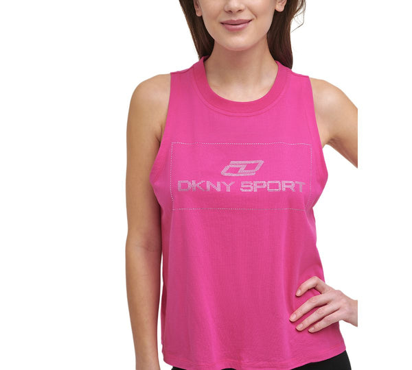 DKNY Womens Cotton Embellished Logo Tank Top