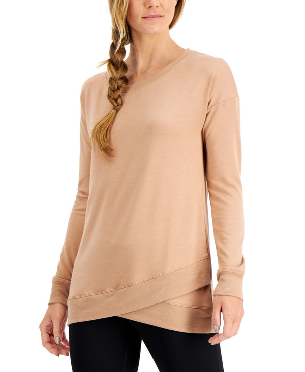 Ideology Womens Crossover-Hem Top,Terracotta Clay,X-Large