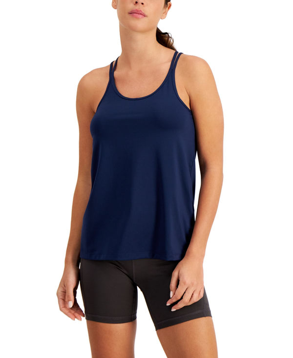 Ideology Womens Solid Strappy Tank Top,Indigo Sea,X-Small