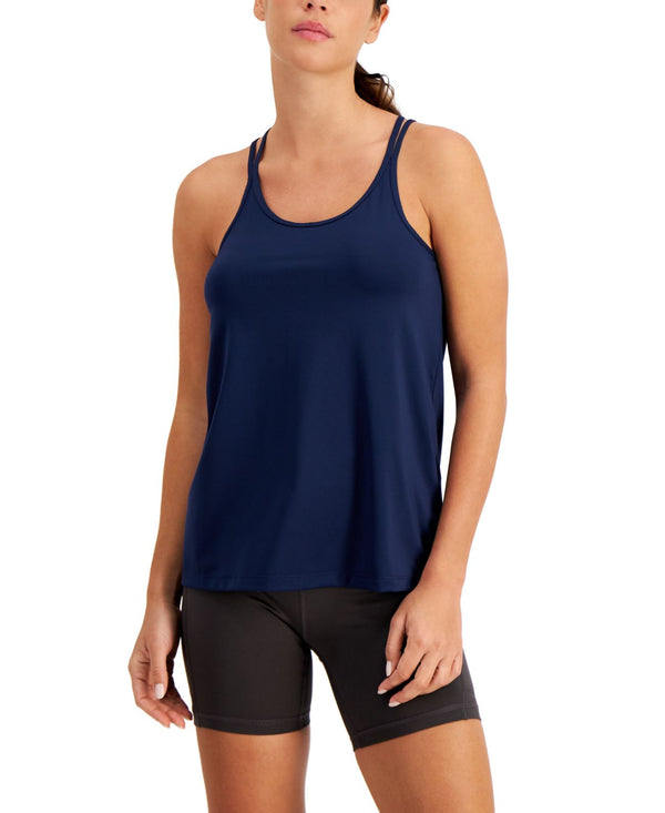 Ideology Womens Solid Strappy Tank Top,Indigo Sea,Large