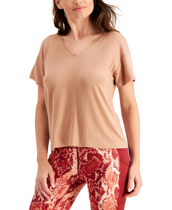 Ideology Womens V-Neck T-Shirt,Terracotta Clay,Large