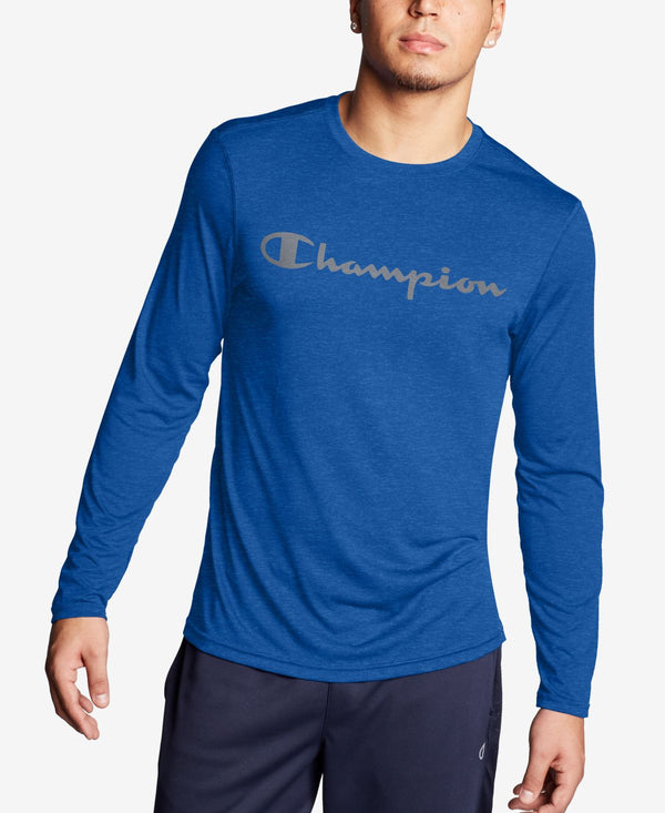 Champion Mens Logo Long Sleeve T-Shirt,Surf The W,Small