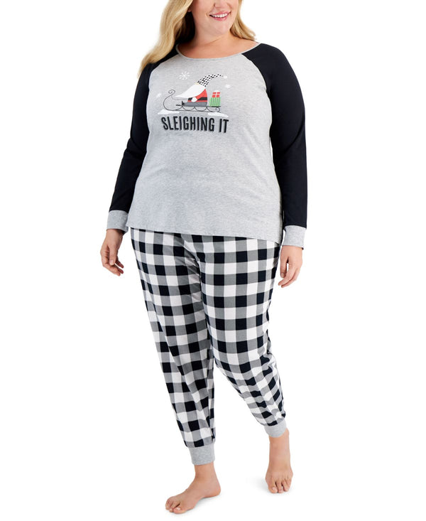 Family Pajamas Womens Plus Size Sleighing It Printed Pajama Top