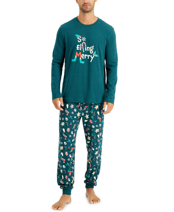 Family Pajamas Mens So Elfing Merry Printed Pajama Top