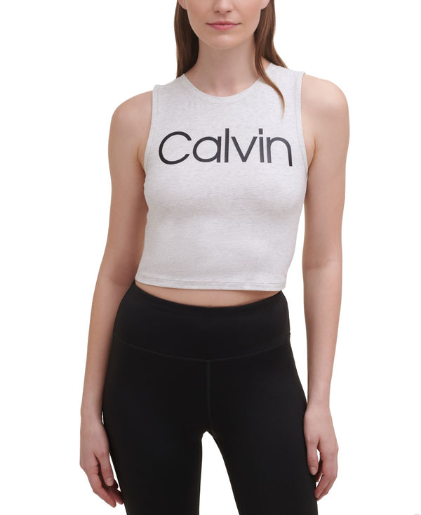 Calvin Klein Womens Performance Cropped Logo Top