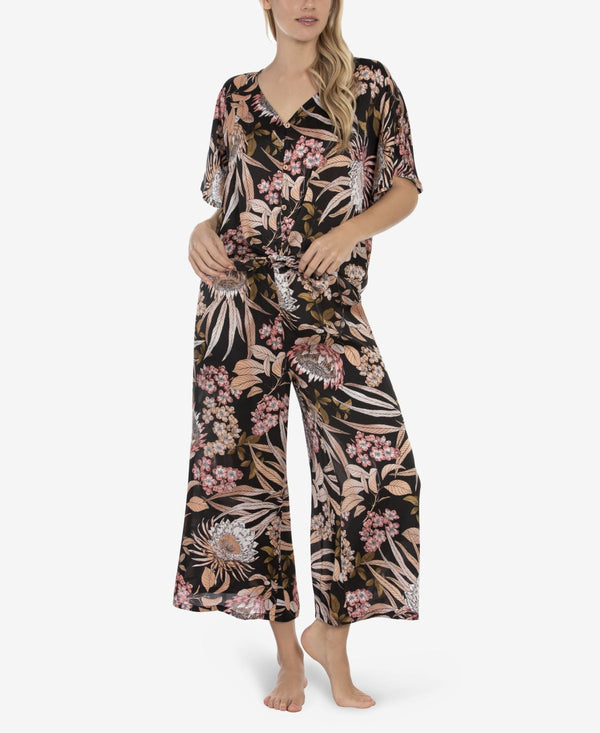 Midnight Bakery Womens Molly Chiffon 2 Piece Pajama Set,Medium