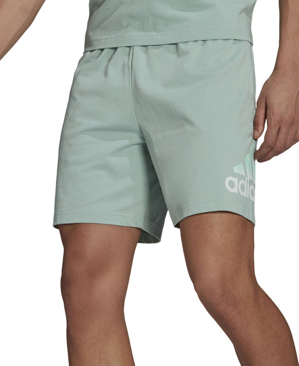 adidas Mens Badge Of Sports Regular Fit Logo Print  Drawstring Shorts,Hazy Green,X-Large