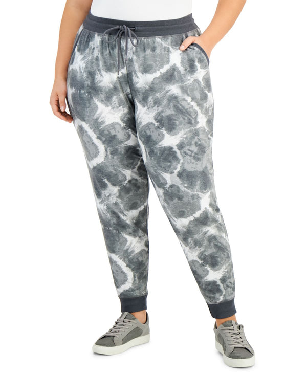 Ideology Womens Tie Dyed Jogger Pants,Radial Grey,2X