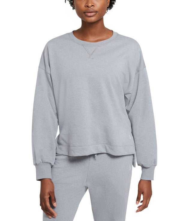 Nike Womens Yoga French Terry Sweatshirt,Grey,X-Small