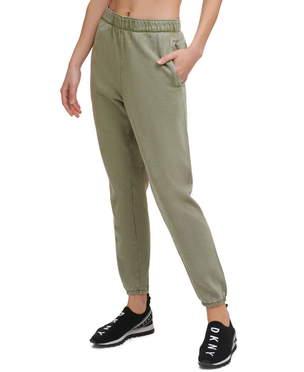 DKNY Womens Cotton Jogger Pants,Olive,Medium
