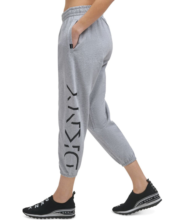DKNY Womens Cotton Logo Jogger Pants,Pearl Grey Heather,Medium