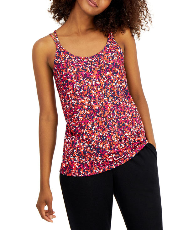 Ideology Womens Speckle Print Strappy Tank Top,Speckle Berry,Large