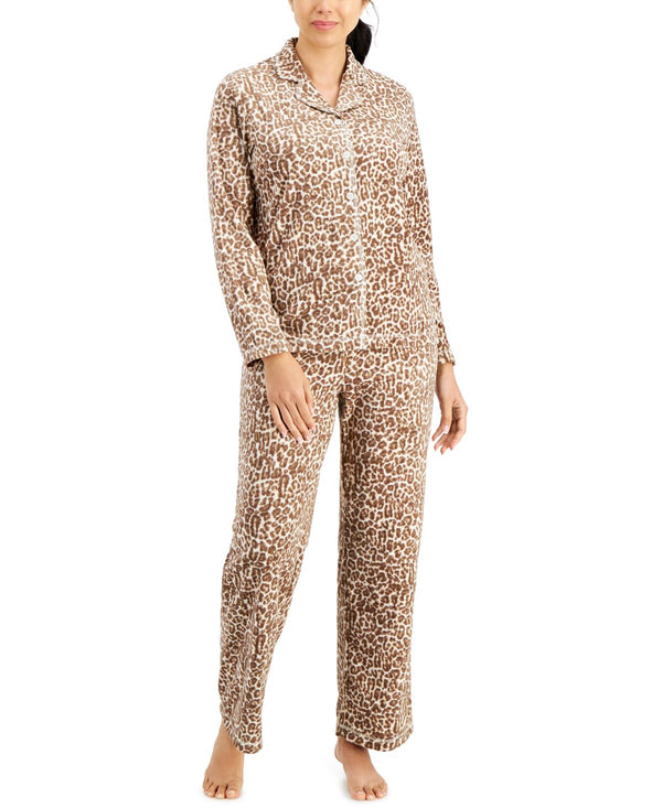 allbrand365 designer Charter Club Womens Petite Printed Fleece Pajama Set,Petite Large