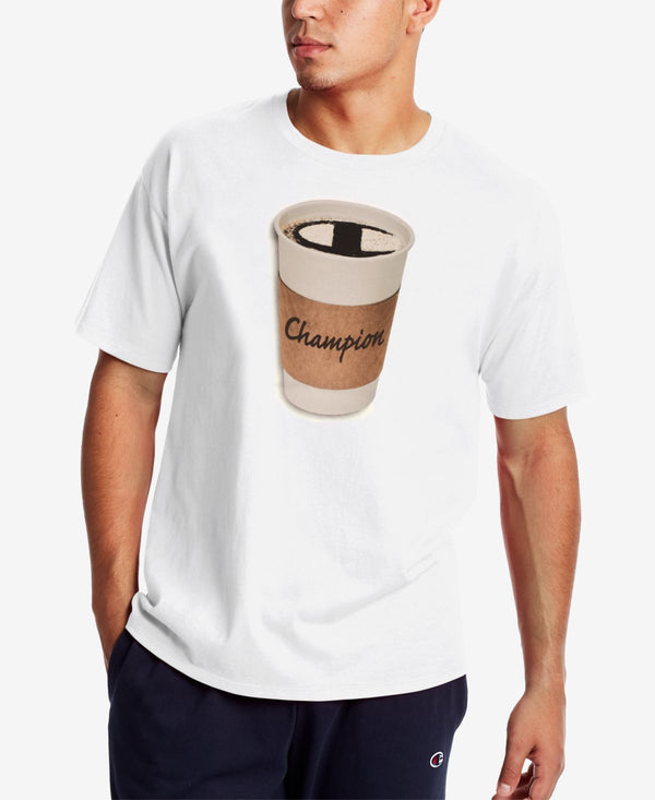 Champion Mens Coffee Nutrition T-Shirt,White,Medium