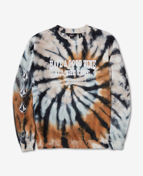 Volcom Mens Outer Banks Have A Good Time Tie Dye Graphic Sweatshirt,X-Large