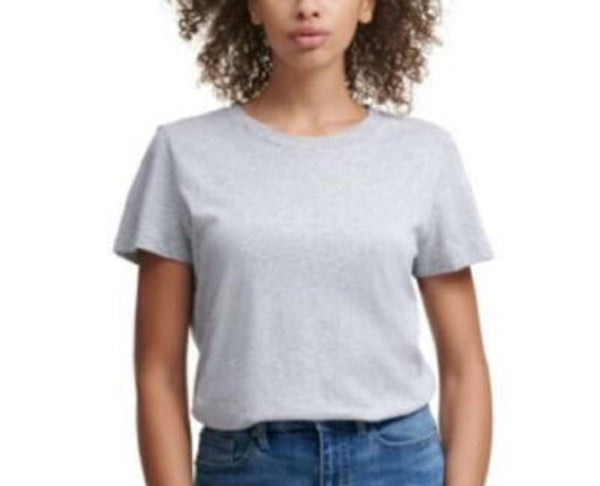 Calvin Klein Womens Short Sleeve T-Shirt,Pearl Heather Gray,Small