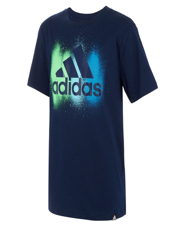 adidas Big Boys Short Sleeve Chest Graffiti T-Shirt,Medium