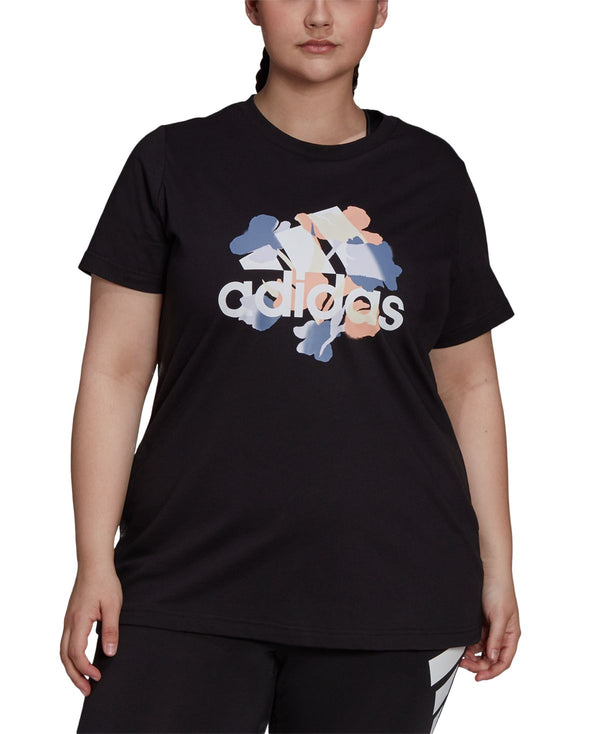 adidas Womens Plus Size Floral Graphic Tee,1X
