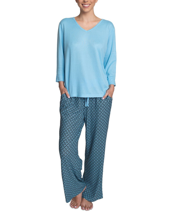 Hanes Womens Butter Knit Open Leg Pajama Set,Medium
