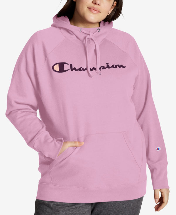 Champion Womens Powerblend Plus Size Logo Hoodie Paper Orchid 2X