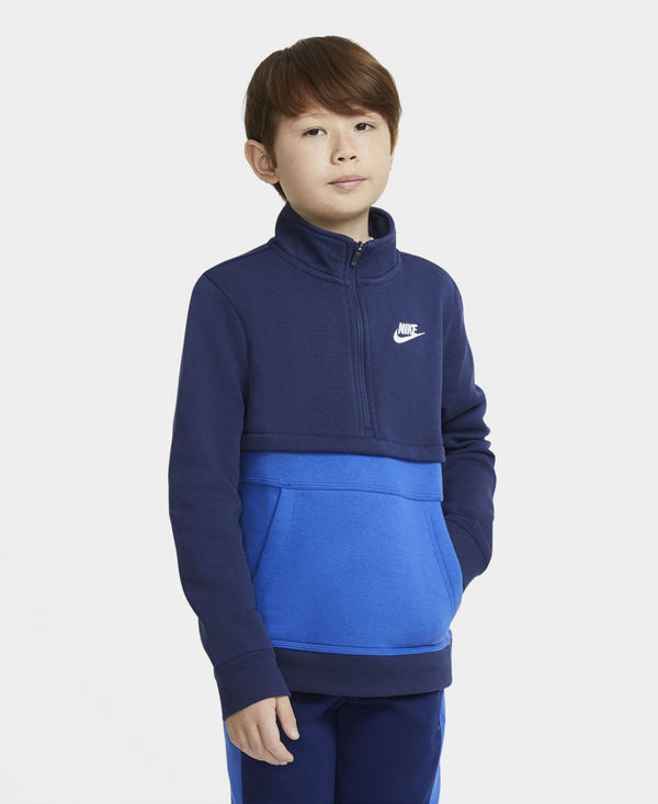 Nike Big Boys Sports Club Half Zip Fleece Sweatshirt,Large