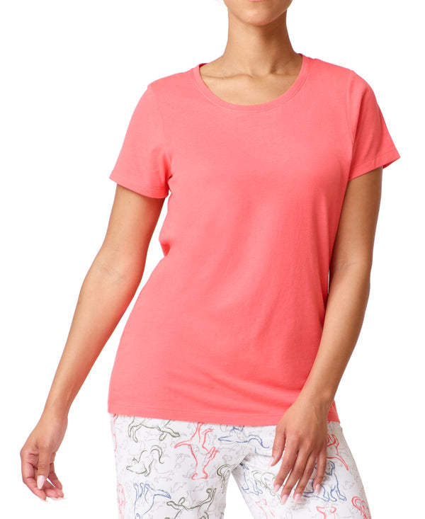 HUE Womens Solid Short Sleeve Round Neck Sleep T-Shirt,Dubarry,Small