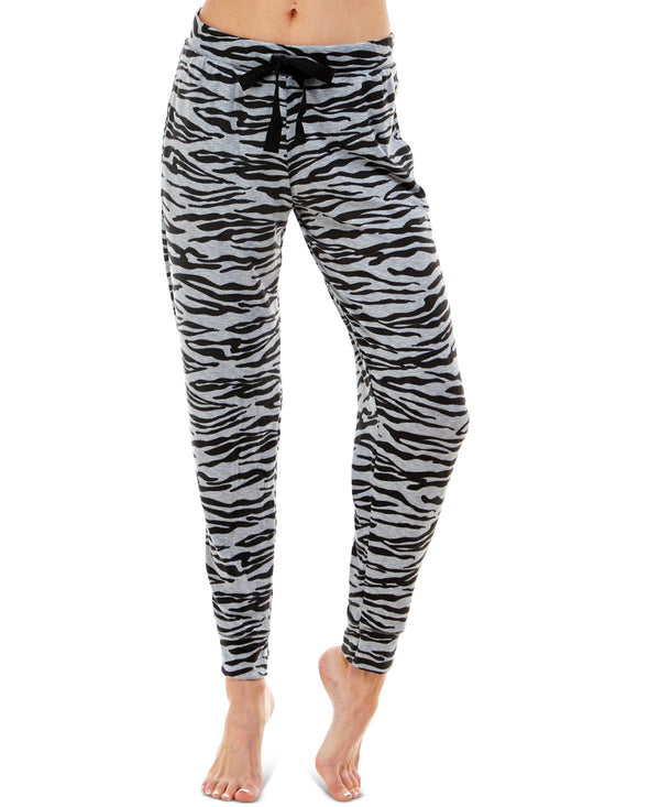 Roudelain Womens Whisperluxe Printed Jogger Pajama Bottoms,Striped Zebra,Large