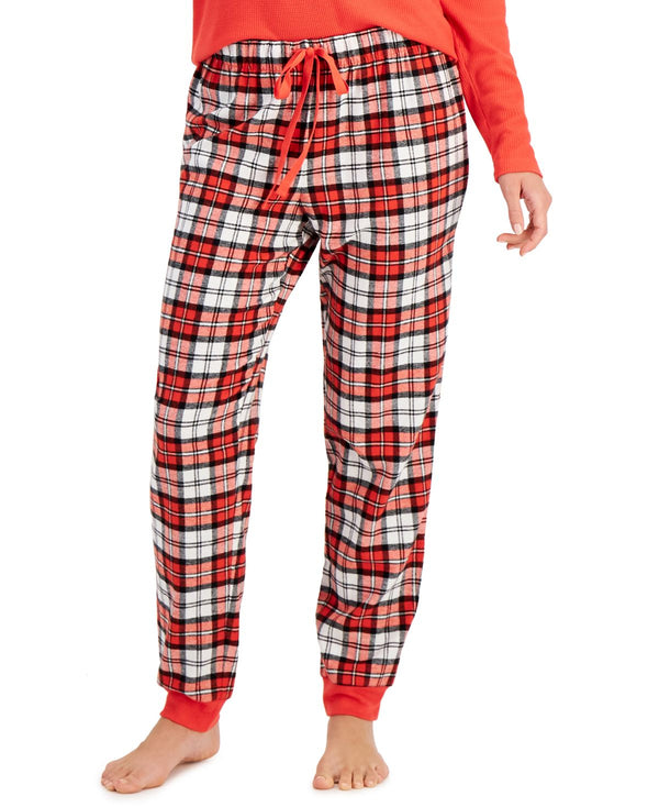 Jenni Womens Cozy Flannel Pajama Pants,Plaid-Red,Small