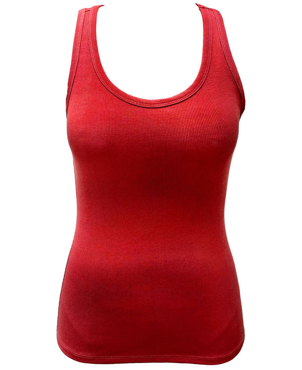 Jenni by Jennifer Moore Womens Solid Ribbed Tank Top,True Red,Small