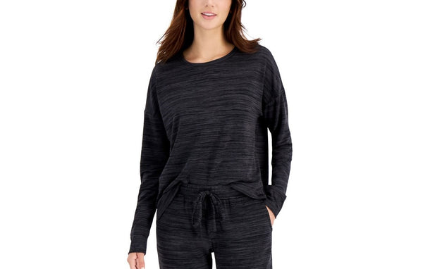 Alfani Womens French Terry Pajama Top,Black,XX-Large
