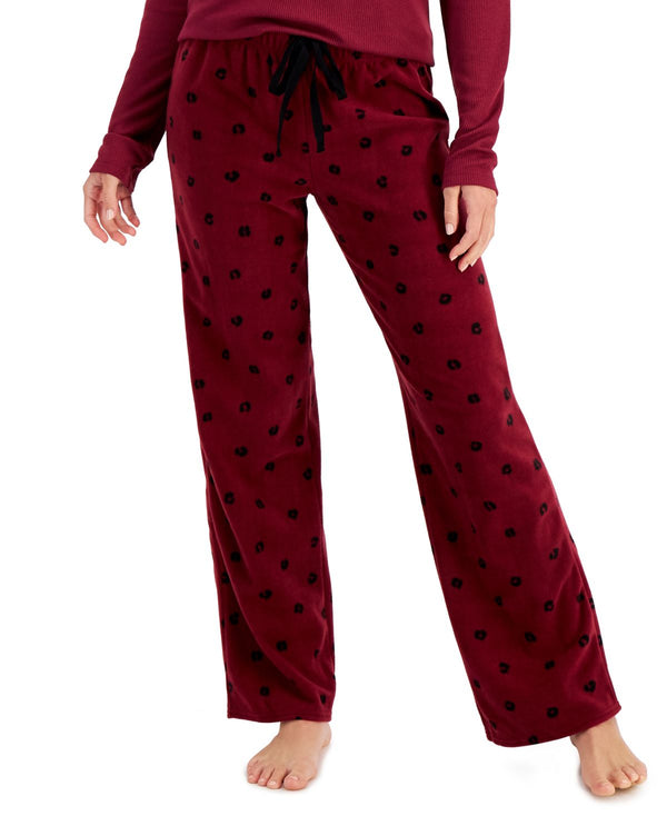 Jenni Womens Printed Cozy Fleece Pajama Pants,Simple Leo,Medium