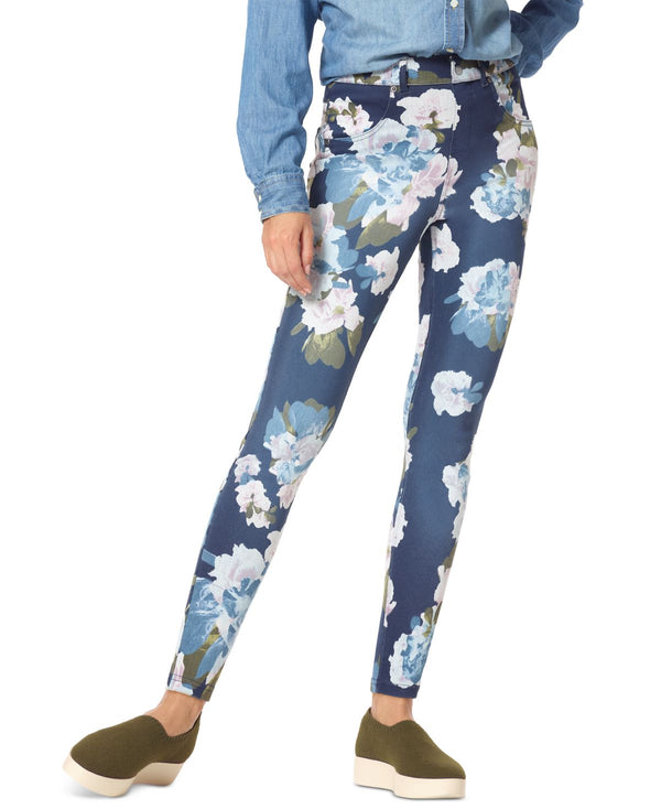 HUE Womens Dreamy Floral Print High Waist Skinny Jeans,X-Large
