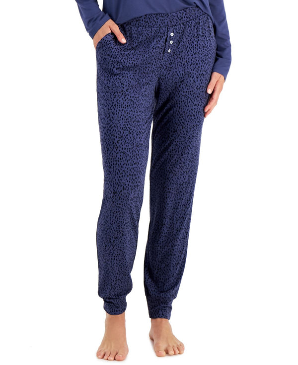 Alfani Womens Essentials Ultra Soft Knit Jogger Pajama Pants,Animal Dot,Medium